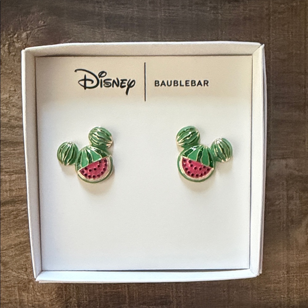 BaubleBar x Disney Watermelon Mickey Earrings, New In Box